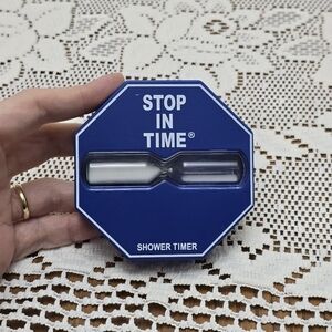 5 Minute Shower Timer Hourglass Type Suction Cup STOP IN TIME Blue Sand Timer